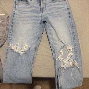 American Eagle Outfitters Ripped Light Blue Boyfriend Jeans